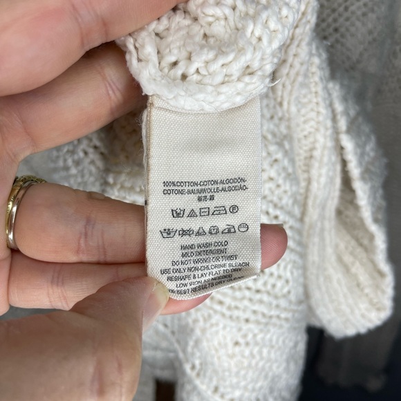Free People Easy Cable Knit V Neck Ivory Sweater Size M - Picture 5 of 7